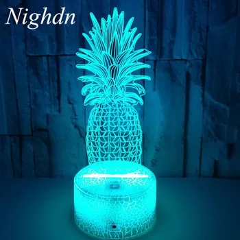Nighdn Ananas 3D Lampa Dječji noćno svjetlo Daljinski Upravljač Led noćno svjetlo Dječji 16 Boja Dekoracija Spavaće sobe Darove, Igračke za Djecu
